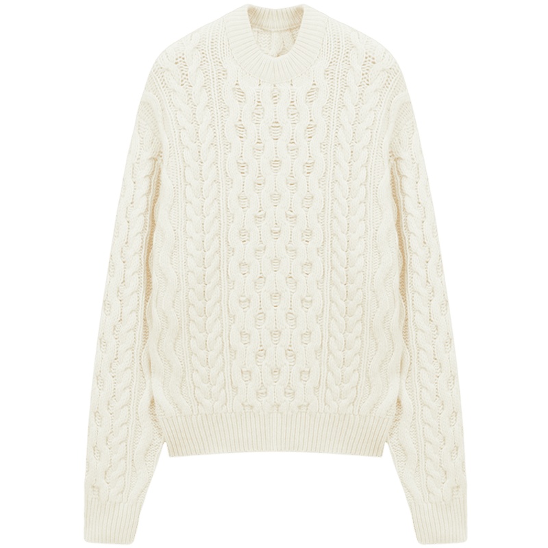 刘雯联名款 ERDOS半高加厚圆领绞花羊绒针织衫刘雯同款