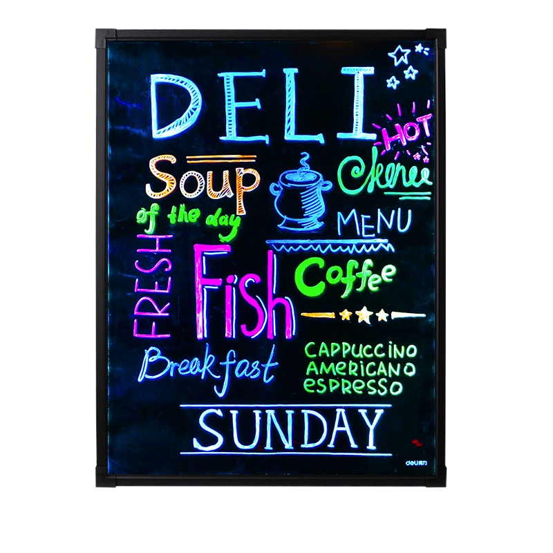得力(deli)8732电子荧光黑板 /白板60*80cmLED灯手写广告牌展板 单个装