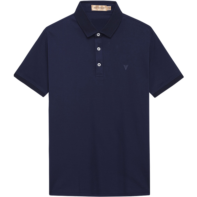 红豆旗下高端品牌轩帝尼(HETINNE)男装2019夏新款轻奢商务男装男士休闲POLO翻领短袖T恤