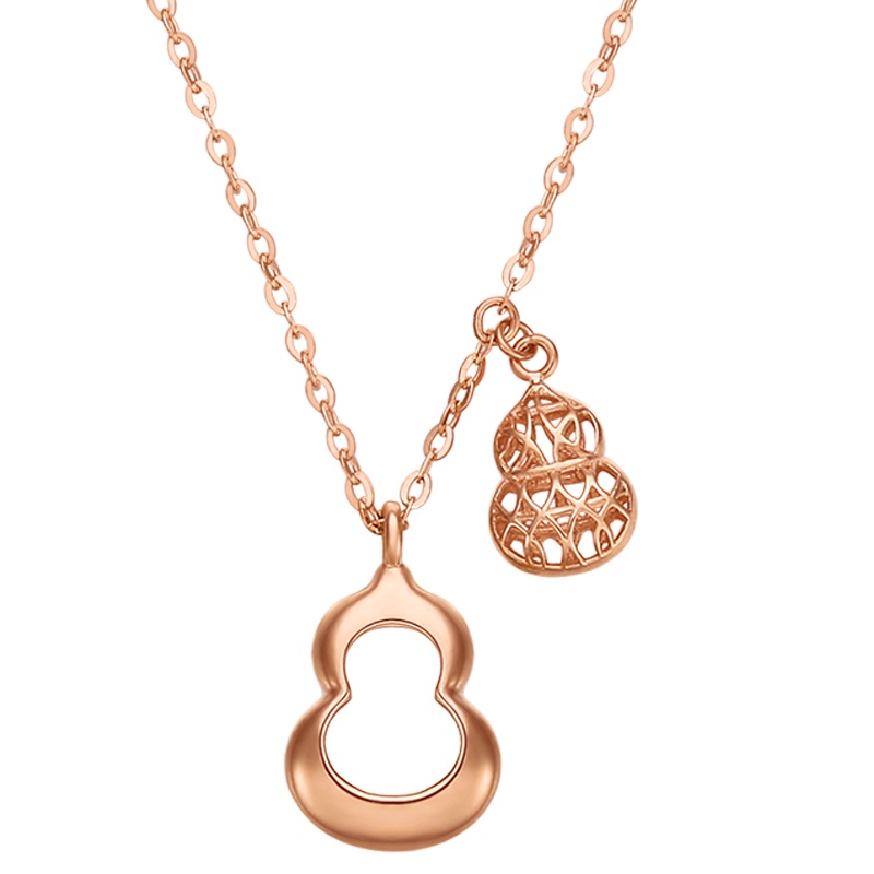 金一 18K金玫瑰金葫芦(福禄)相伴B款女士K金项链套链 (定价)CEC022