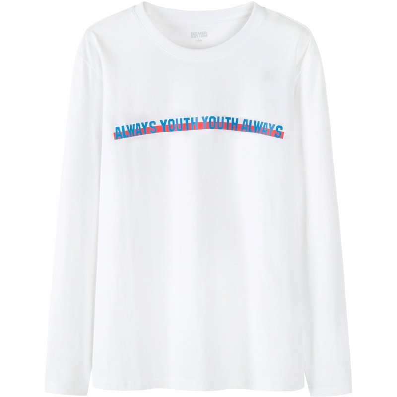 森马秋季长袖T恤男撞色字母印花宽松套头打底衫男士衣服