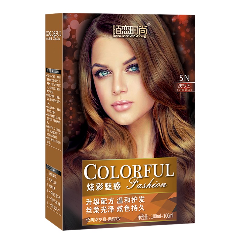 [买1送1]染发剂无刺激味道流行色栗棕色染发膏天然纯遮盖白发植物自己在家染发
