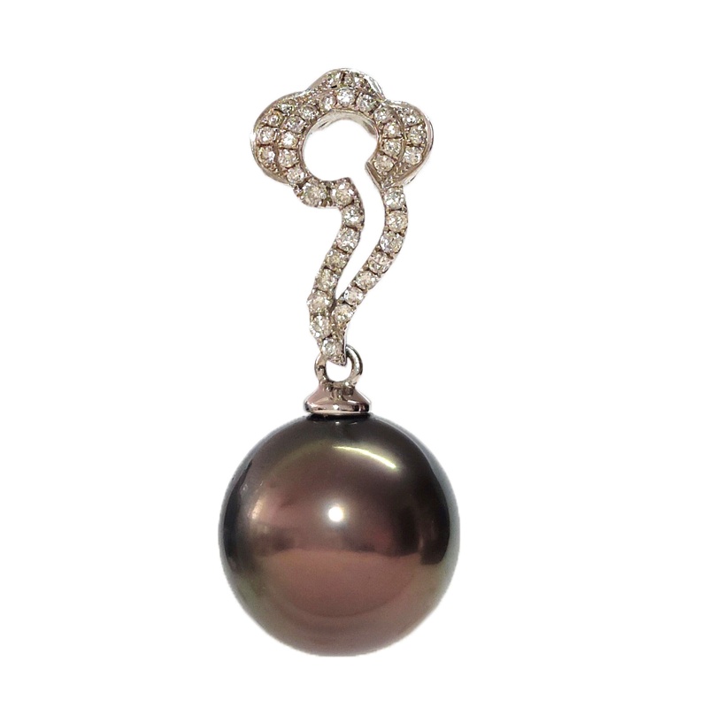 缘源珠宝 天然海水珍珠吊坠 18K金镶钻时尚气质珍珠吊坠 女款 附送证书 不含链