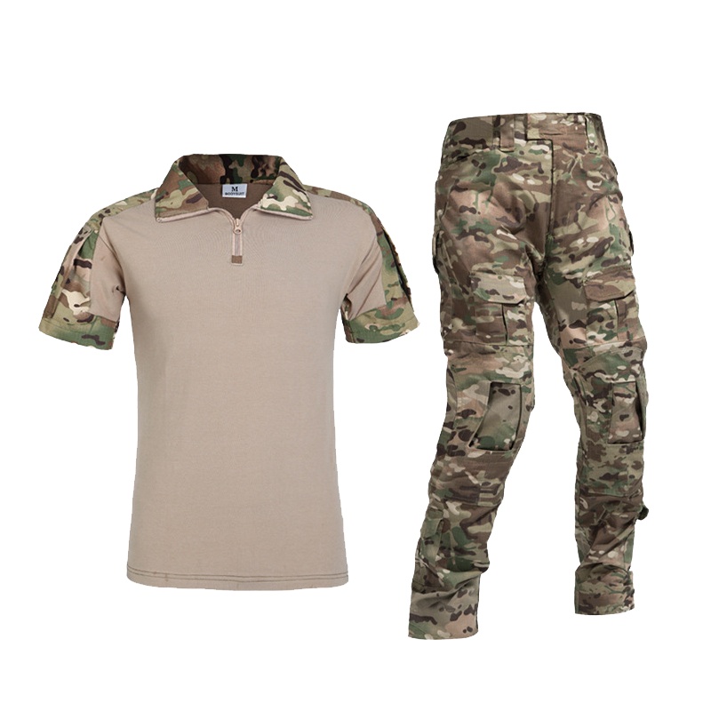 夏季迷彩服战术蛙服套装男野外作训服修身战斗服夏款军迷服战术服CP迷彩(M码)