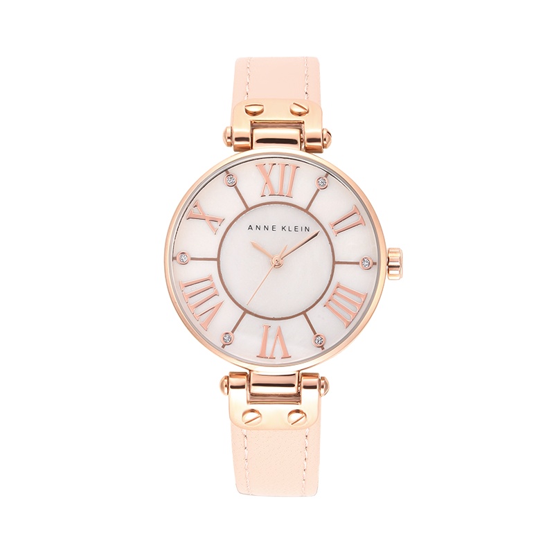 安妮克莱因（ANNE KLEIN）摩登复古系列时尚休闲镶钻贝母表盘石英女士手表10/9918RGLP