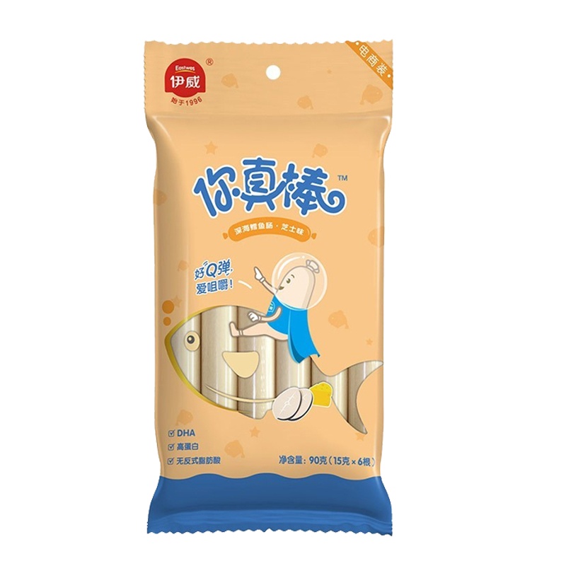 伊威深海鳕鱼肠芝士味90g 三文鱼肠芝士味90g 两包装
