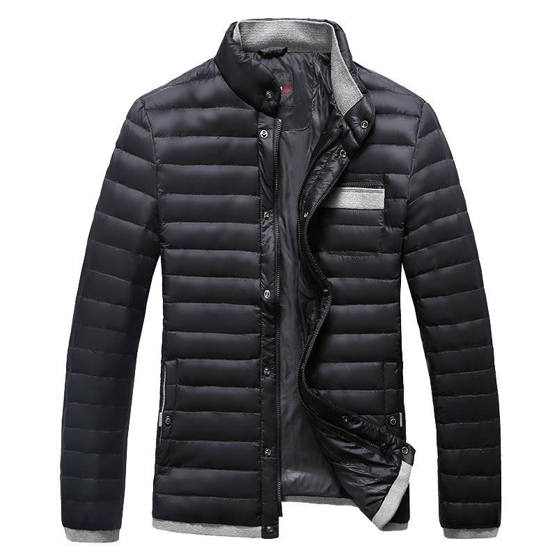 千仞岗男士冬季韩版短款休闲轻薄修身青年立领羽绒服外套