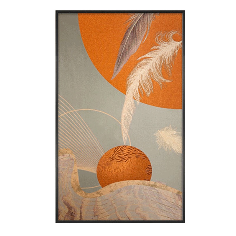 现代简约玄关装饰画走廊尽头壁画北欧过道挂画莫兰迪色客厅背景墙织锦金丝绣装饰画