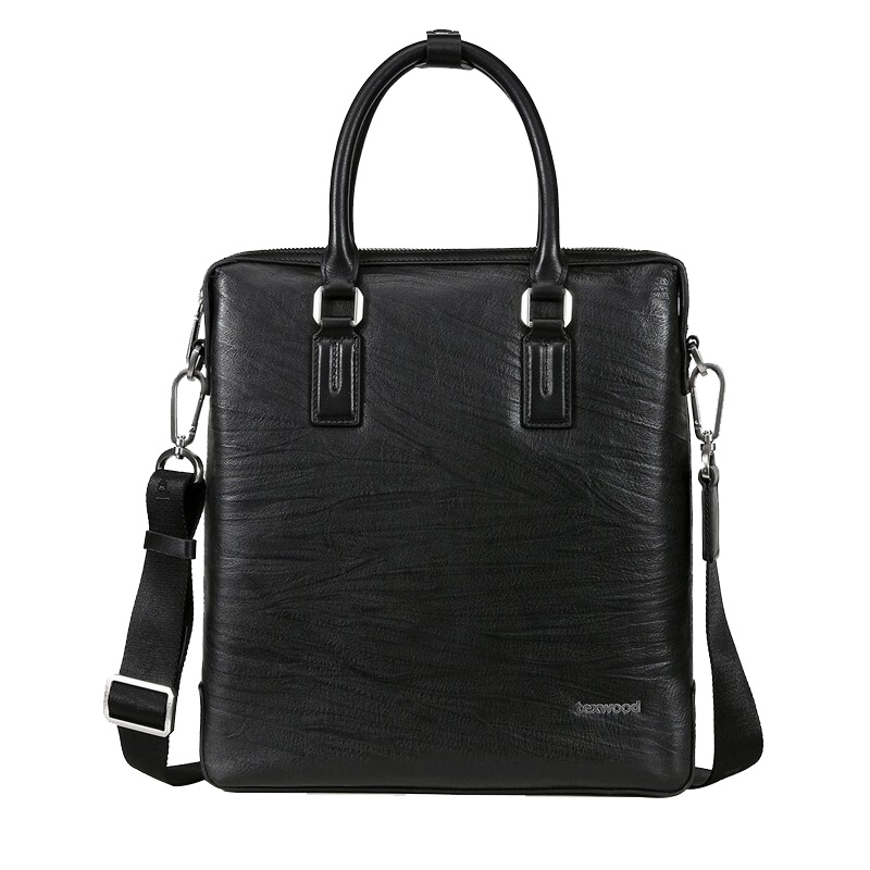 texwood 萍果牌手提包男商务公文包男士休闲时尚头层牛皮商务包复古潮流韩版竖款真皮手提公务包