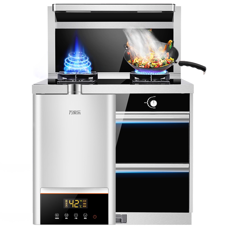 万家乐(Macro) 集成灶自动清洗侧吸抽油烟机消毒柜一体灶 13升水气双调燃热套餐KLW63(B)+JSQ26-M2