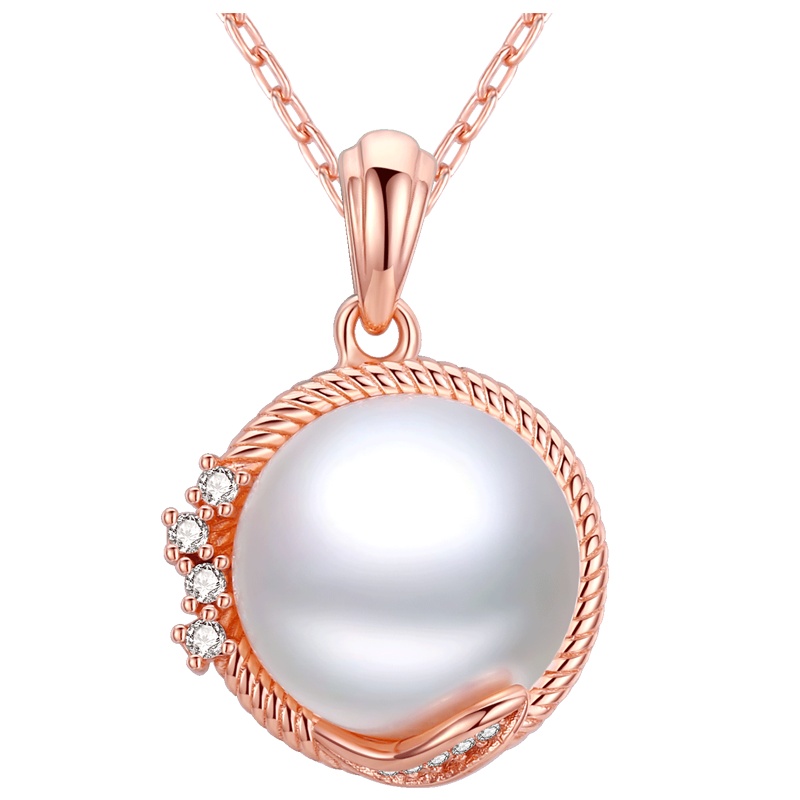 佰色传情珍珠项链女款时尚银925项链中老年吊坠银饰妈妈礼物