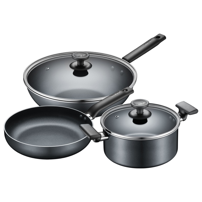 苏泊尔(SUPOR)爱家不粘三件套锅套装煎锅炒锅奶锅汤锅泡面锅平底锅套装锅 TP2040E 燃气电磁炉通用 送硅胶铲