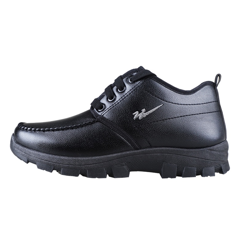 双星中老年爸爸鞋冬季男皮面加绒休闲鞋软底中年跑步鞋男鞋