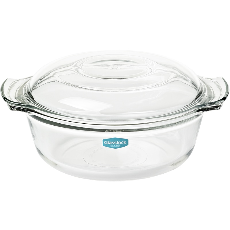 Glasslock韩国进口耐热钢化玻璃双耳汤碗带盖沙拉碗可微波炉加热双耳汤面碗1030ml