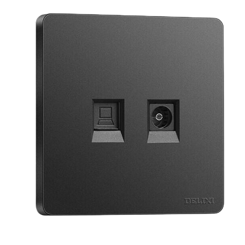 德力西 CD821系列 有线电视电脑插座 磨砂黑纯平大板 (单位:个)