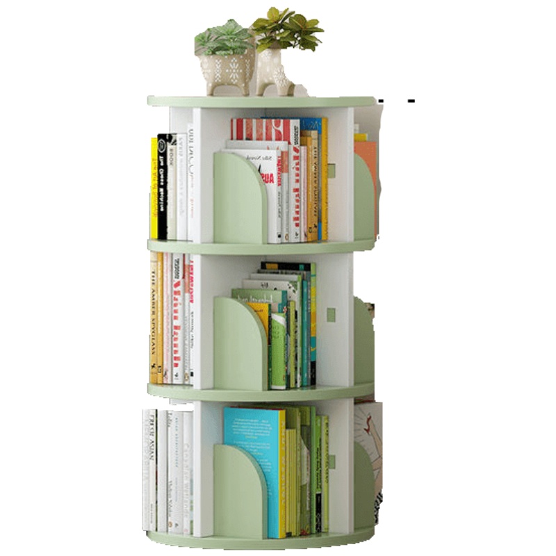 旋转书架置物架绘本架简易家用360度简约落地小学生创意书柜安心抵