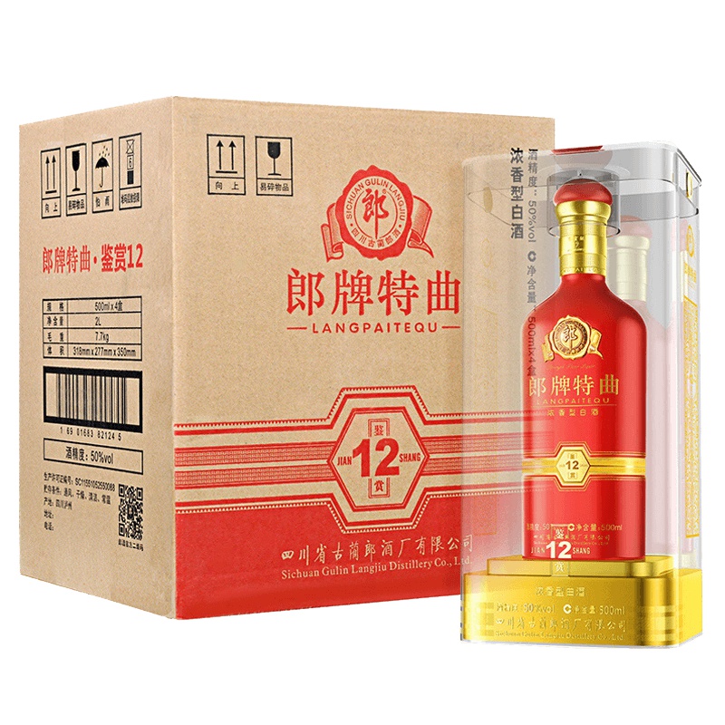 郎酒 郎牌特曲鉴赏12 50度 500ml*4 整箱装 浓香型白酒