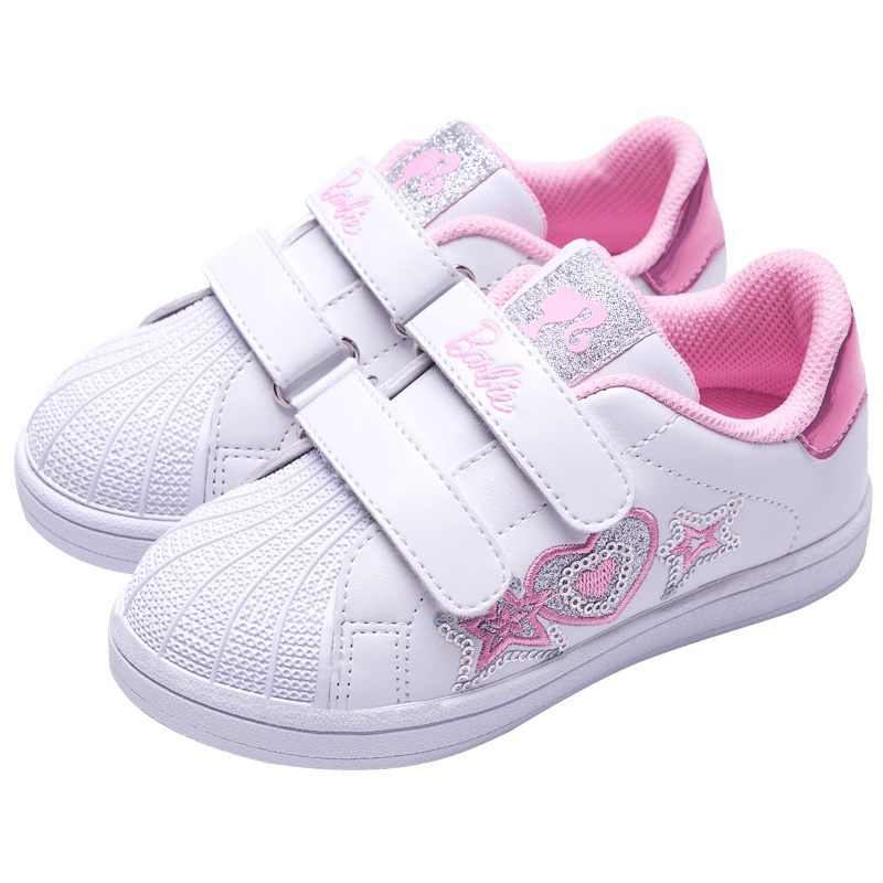 芭比童鞋女童小白鞋2019新款潮春秋儿童运动鞋透气休闲贝壳头童鞋