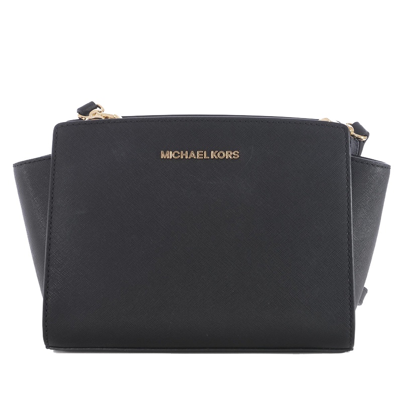 [直营]迈克·科尔斯(MICHAEL KORS) 中号耳朵包专柜款Selma牛皮拉链单肩斜挎包 硬MK女包