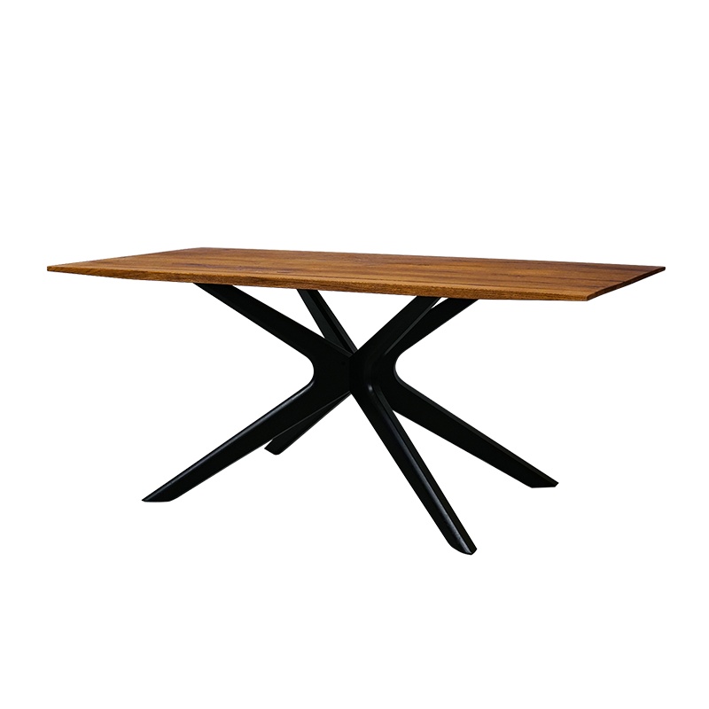 和顿 实木家用餐桌进口橡木台子北欧轻奢复古工业风木头长方形8人全实木餐桌椅子一套6人家用组合原木色HD-106