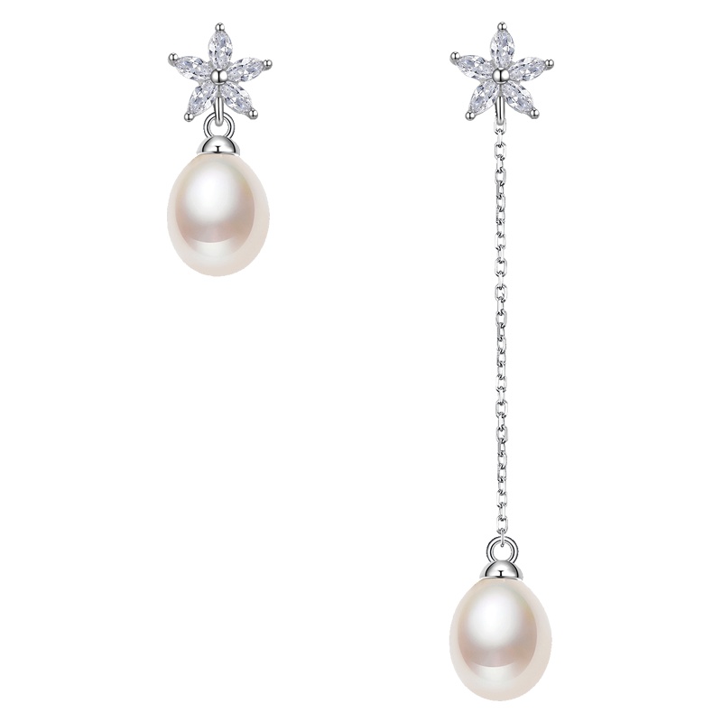 佰色传情(BRIR) S925银耳钉淡水珍珠耳坠AB款时尚耳饰简约个性日常百搭