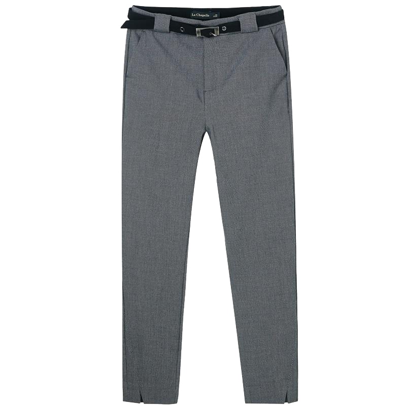 拉夏贝尔黑色显瘦阔腿休闲裤早秋季宽松高腰直筒裤小脚九分裤子女10019672