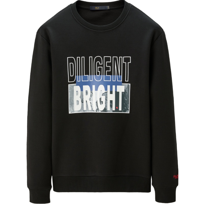 HLA海澜之家英文字母套头卫衣男2019秋季休闲舒适长袖打底衫 HNZWJ3R056A