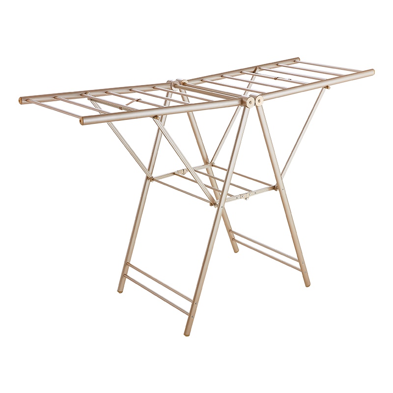 卡贝晾衣架落地折叠室内家用晒衣架阳台晾衣杆简易婴儿晾衣晒被架 金色1.8米加粗圆管