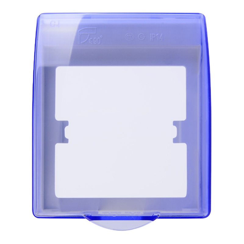德力西(DELIXI)开关插座防水盒 86型蓝色透明防溅盒面盖 10个装