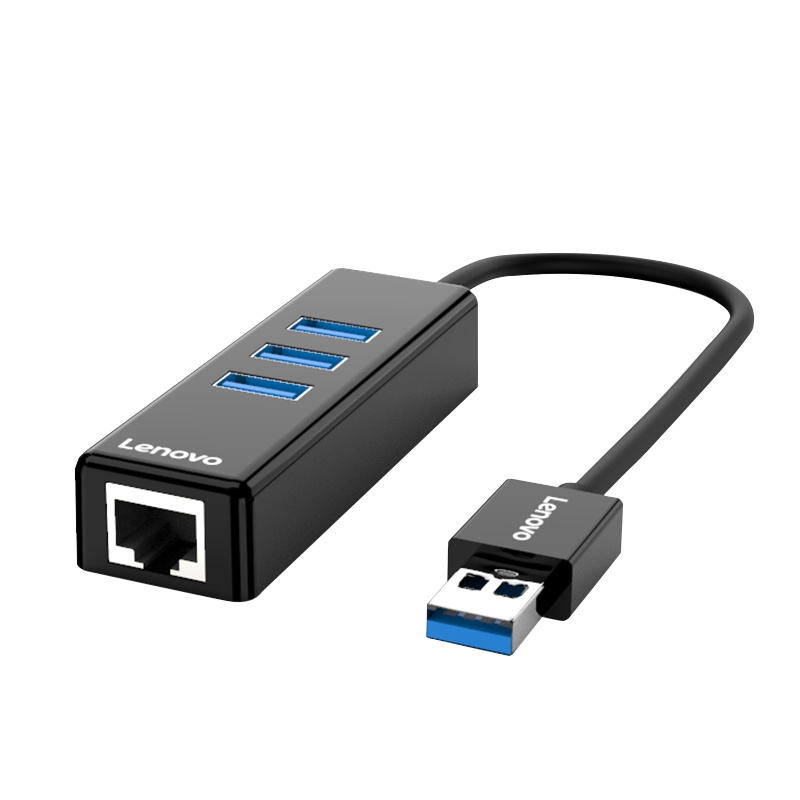 联想A625黑色USB-A转百兆有线网口分线器RJ45网线转换器笔记本电脑扩展坞集线器HUB延长线百兆网口USB连接线