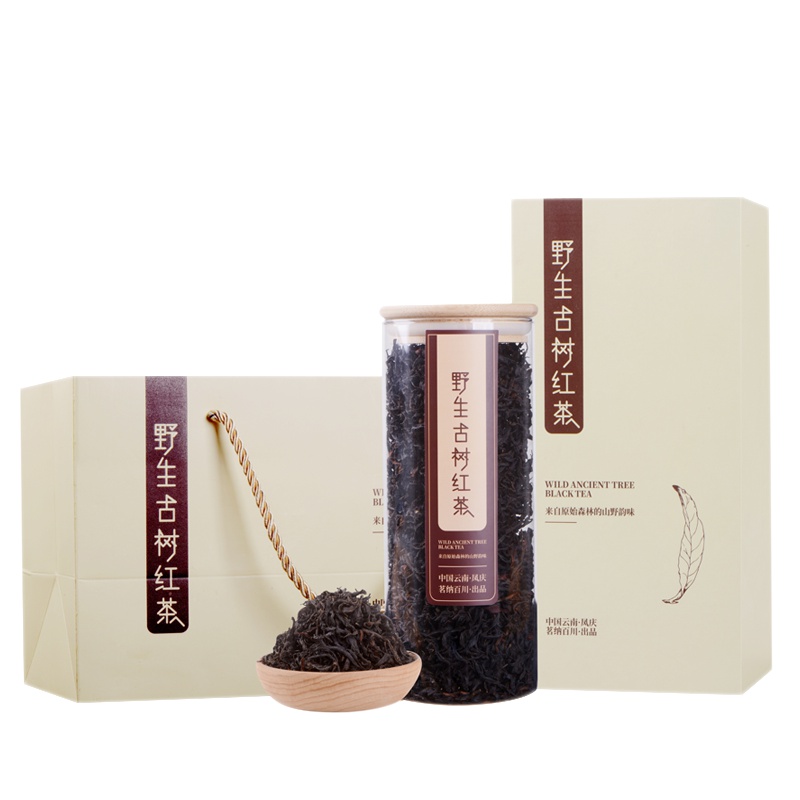 茗纳百川 云南凤庆滇红茶特级 古树红茶120克玻璃罐装