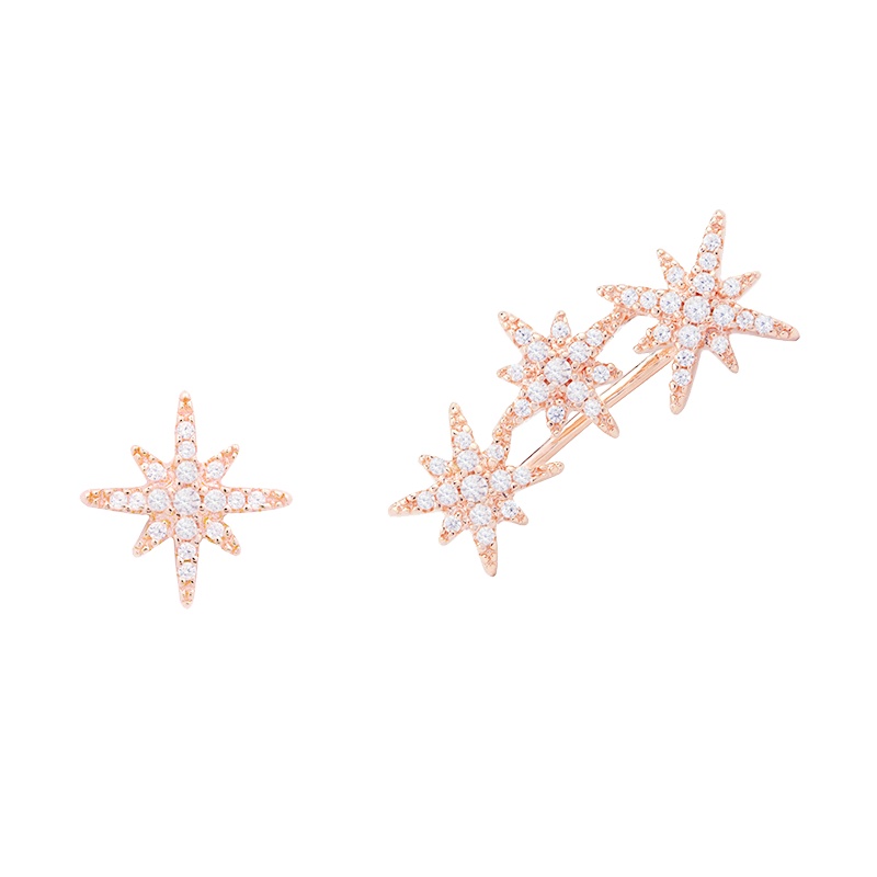 apm MONACO玫瑰金不对称流星耳环女士 时尚耳钉925银耳饰法式耳扣欧美风格RE10118OX