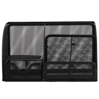 得力(deli)9200 大气金属网纹多功能办公组合笔筒 黑色