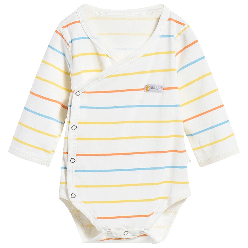 童泰TONGTAI纯棉婴儿内衣长袖包屁衣1-18个月宝宝条纹爬服哈衣婴幼儿通用80cm