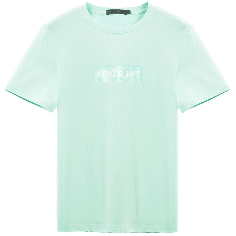 黑鲸倒写字母印花短袖t恤2019夏季清新短t体恤男CNTBJ28250A