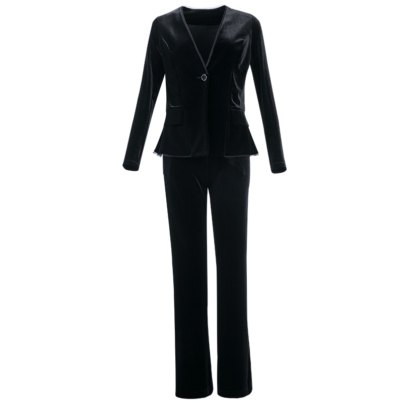 晚白 2020春季新品两件套职业西装高腰喇叭裤西裤休闲裤时尚套装女