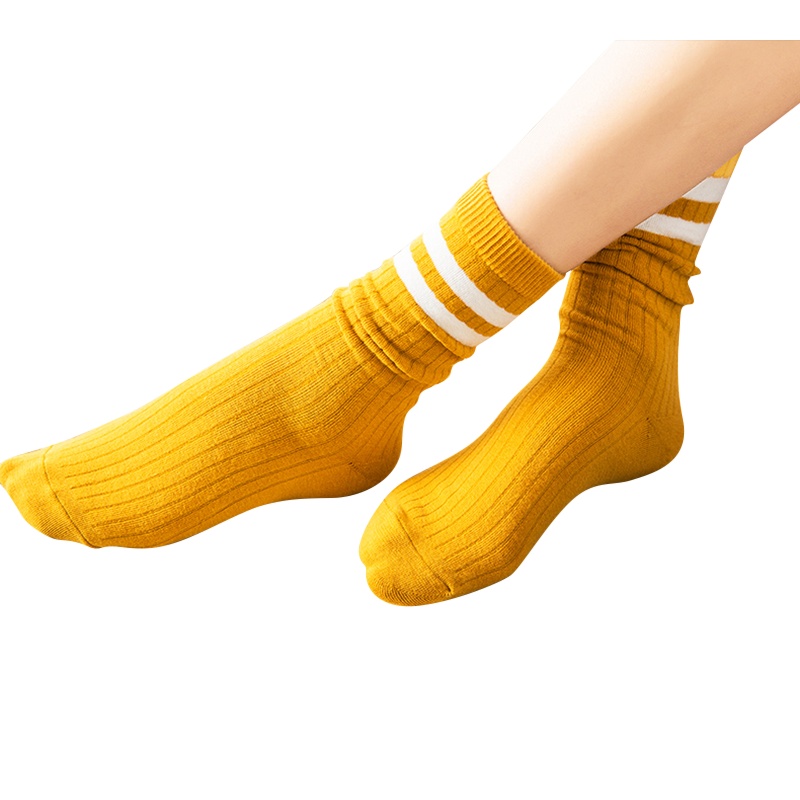 【顺丰配送】【8双装】女士堆堆袜 袜子女秋冬季中筒袜双杠条纹棉袜韩版学院风学生袜日系运动长袜子女