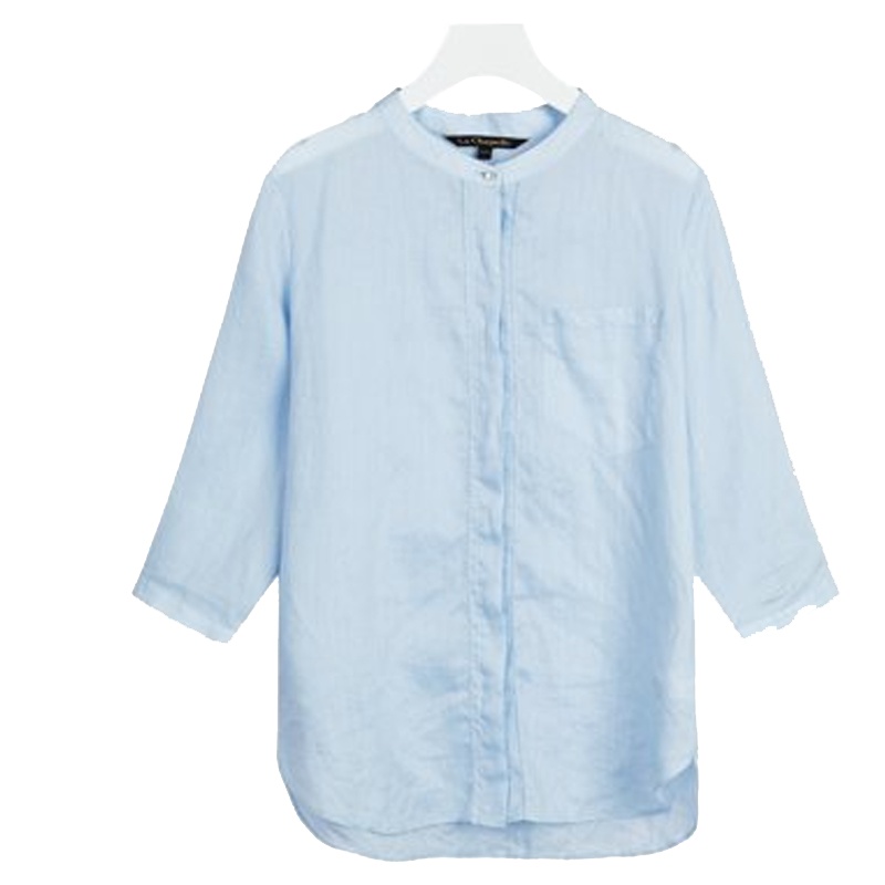 【专柜同款】拉夏贝尔港味复古chic衬衫新款韩范学生文艺亚麻衬衣清新上衣