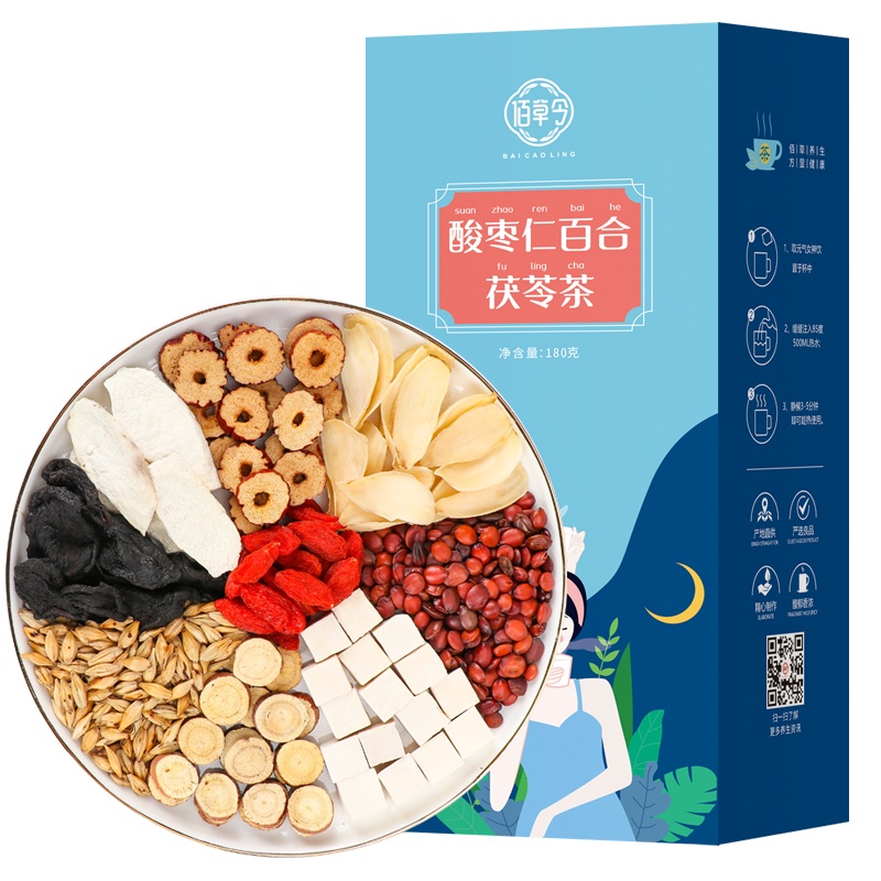 佰草令酸枣仁百合茯苓茶540克(36小包)花茶养生茶睡眠