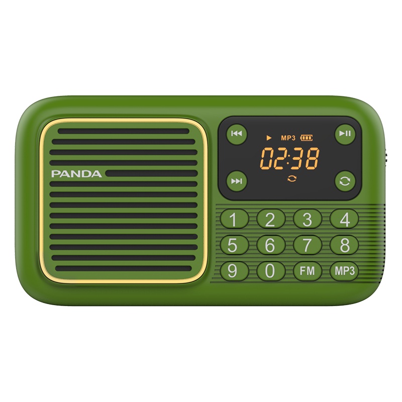 PANDA/熊猫经典系列S1插卡音箱收音机新款复古便携小音响唱戏机老人广播半导体 绿色