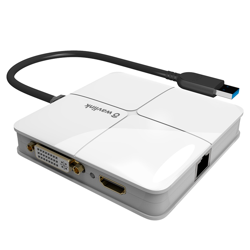 睿因(wavlink)WL-UG39DH1 USB3.0转DVI/HDMI外置显卡一拖二扩屏显卡高清显示USB转千兆网口
