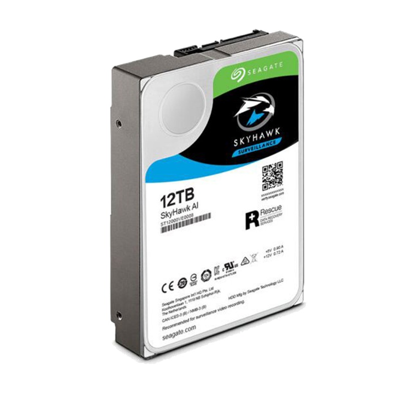 希捷(Seagate)12TB 256MB 7200RPM 监控级硬盘 SATA 希捷酷鹰SkyHawk AI系列(ST12000VE0008)