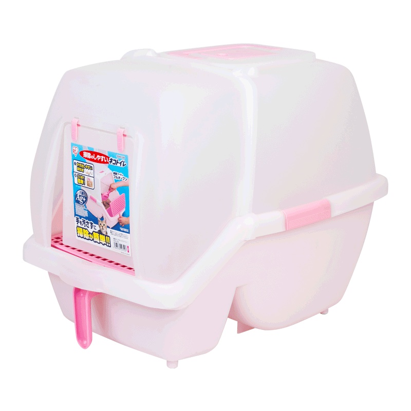 爱丽思(IRIS)全封闭猫厕所PP树脂猫砂盆 SSN-530 M粉色