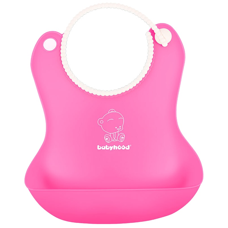 世纪宝贝(babyhood)围兜 婴儿围嘴宝宝饭兜儿童小孩吃饭口水巾 硅胶防水BH-401 玫红色