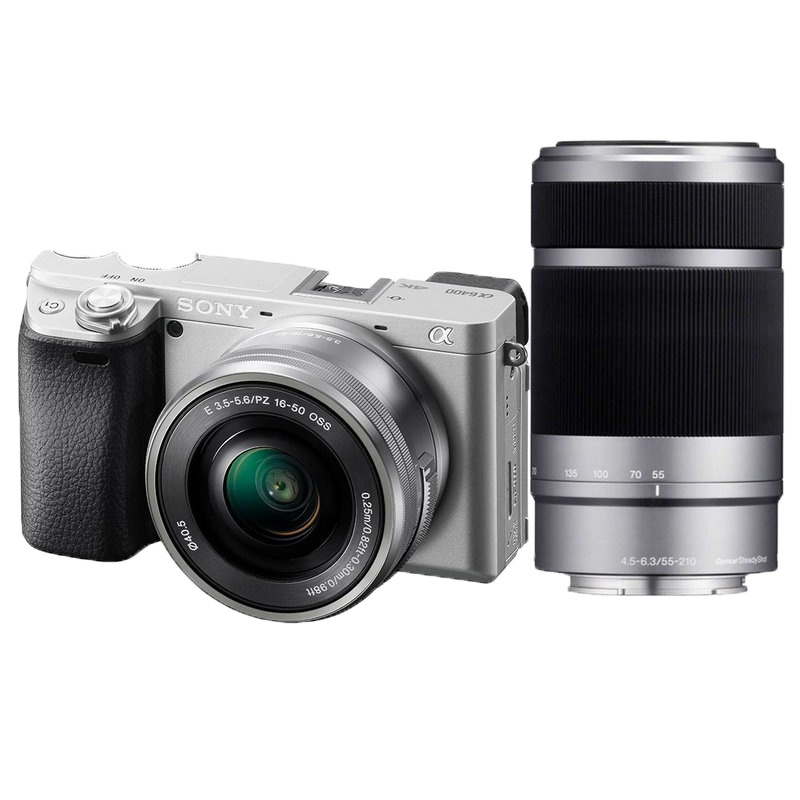 索尼(SONY) A6400(16-50+55-210)双镜头微单相机 银色 ( ILCE-6400L/A6400L)