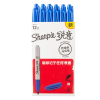 Sharpie 锐意防褪色马克笔细蓝12支纸盒装