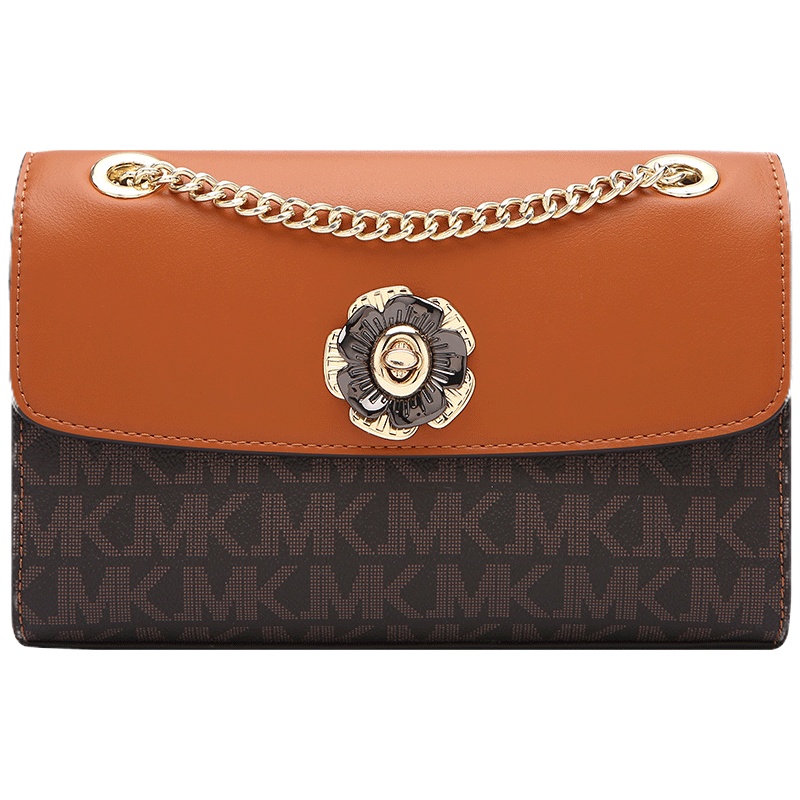 MKJ欧美时尚牛皮山茶花女包小mk链条包女斜挎 小众 质感腋下百搭小方包