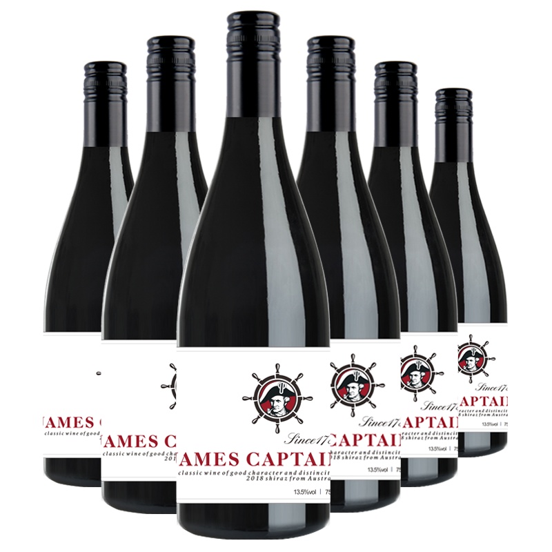 澳洲进口红酒 詹姆士船长西拉干红葡萄酒750ml*6 整箱装