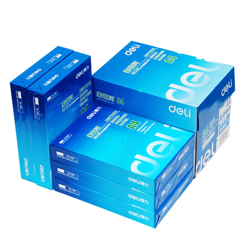 得力(deli)7419莱茵河系列木浆纸打印复印纸80g/A4白纸500张/包共2500张 5包装