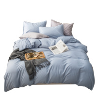 苏宁极物 全棉四件套纯棉100棉简约北欧纯色被套床单床上用品